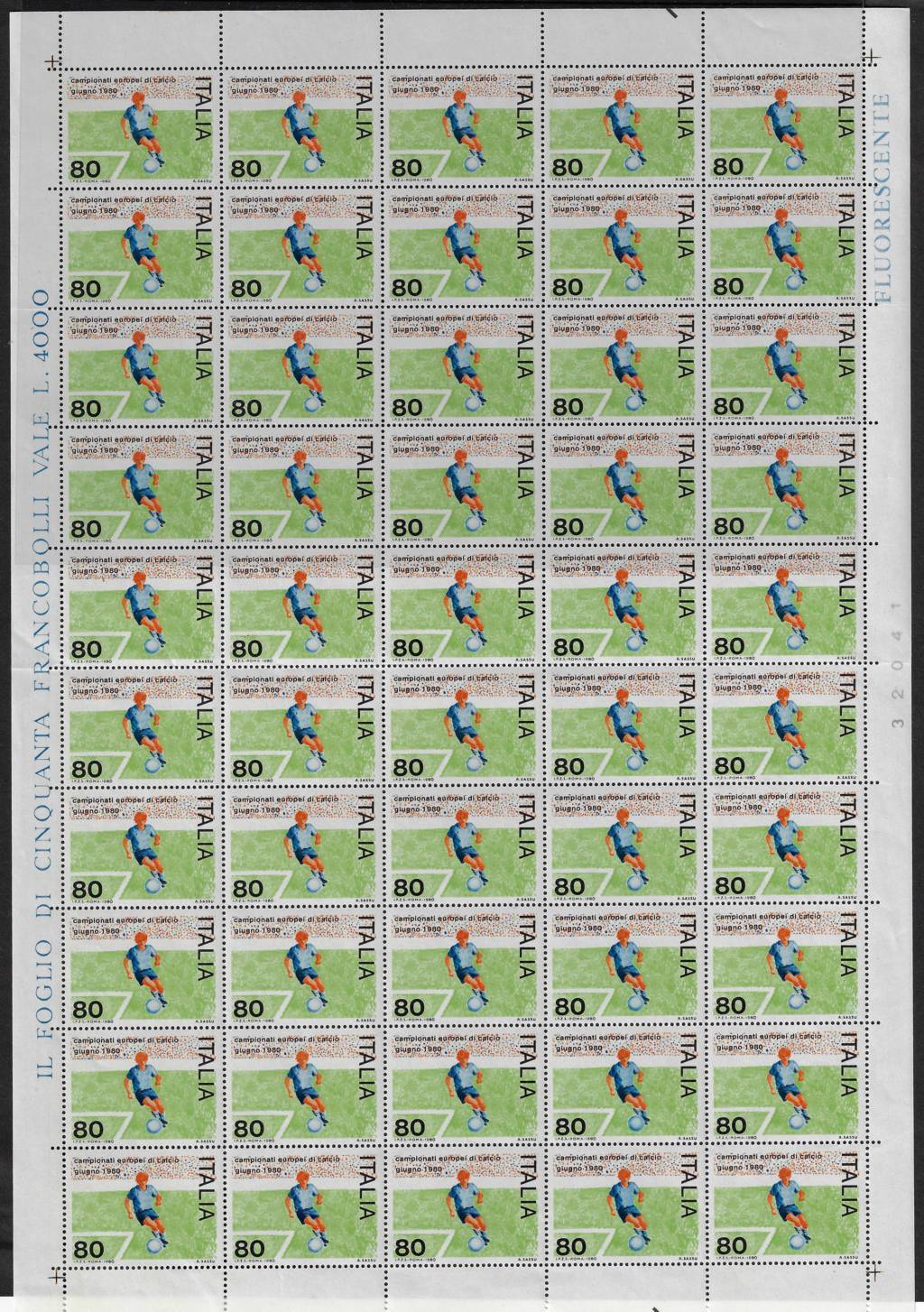 1980 foglio intero calcio Europei di Calcio