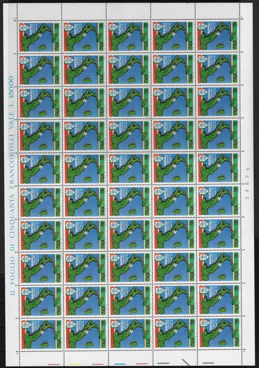 1990 foglio intero calcio Napoli Campione d’Italia Calcio