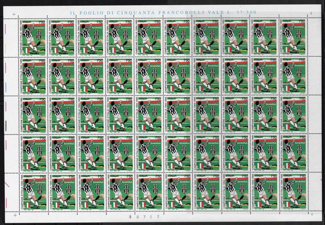 1995 foglio intero calcio Juventus Campione d’Italia Calcio