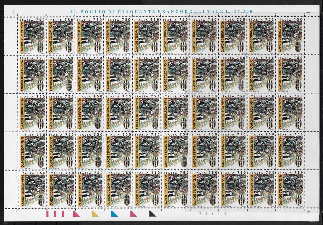 1996 foglio intero calcio Juventus Campione d’Europa Calcio