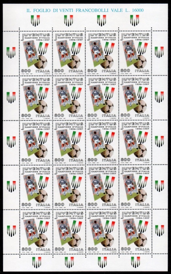 1997 foglio intero calcio Juventus Campione d’Italia Calcio