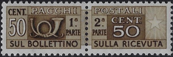 1955 Pacchi postali Stella cent. 50