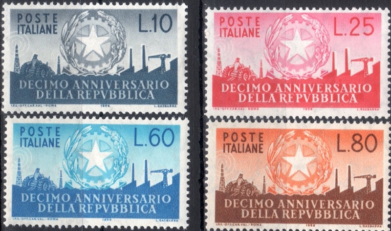 1956 Decennale della Repubblica serie completa