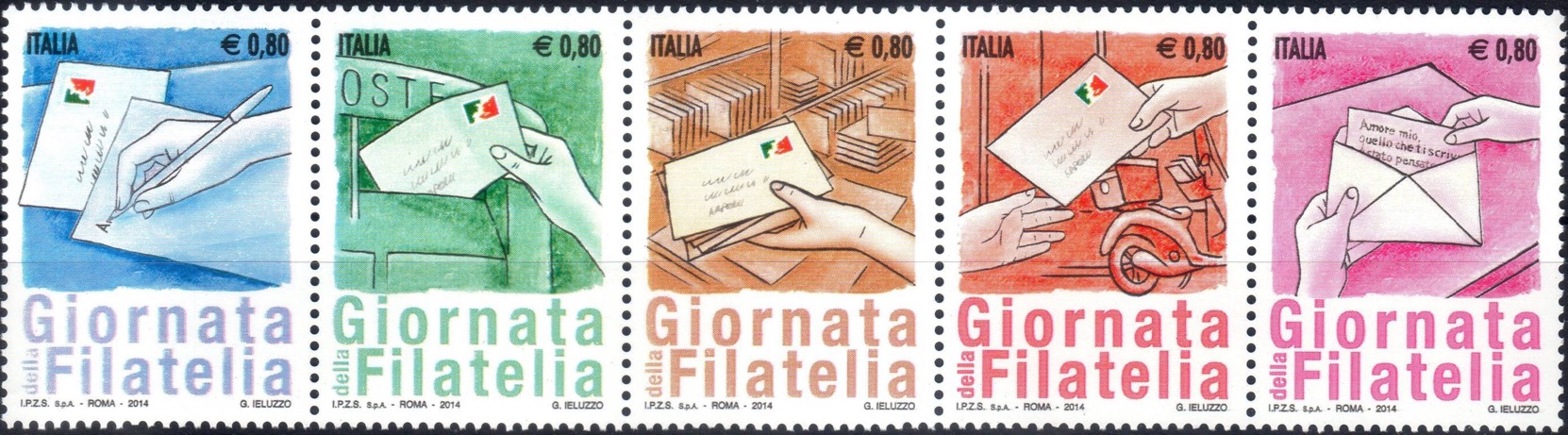 2014 Giornata della Filatelia Striscia