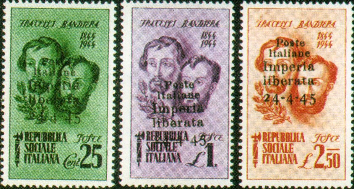 1945 Morte Fratelli Bandiera Soprastampati