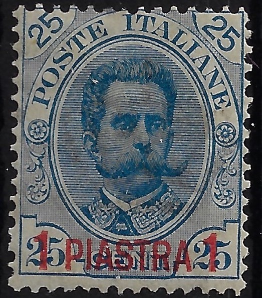 1900 1 Piastra su 25c azzurro