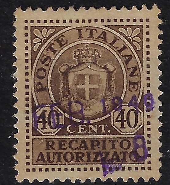 1945 Recapito Autorizzato 40 cent. bruno