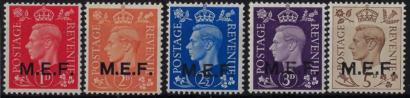 1942 Francobolli di Gran Bretagna soprastampati M.E.F.