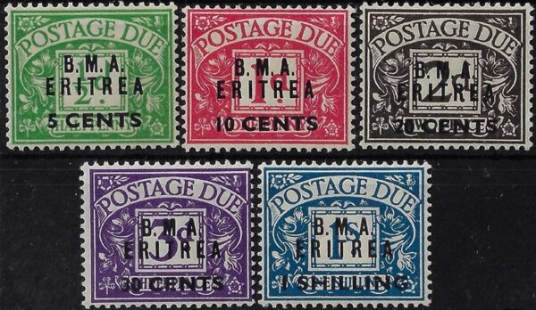 1948 Segnatasse di Gran Bretagna soprastampati B.M.A.