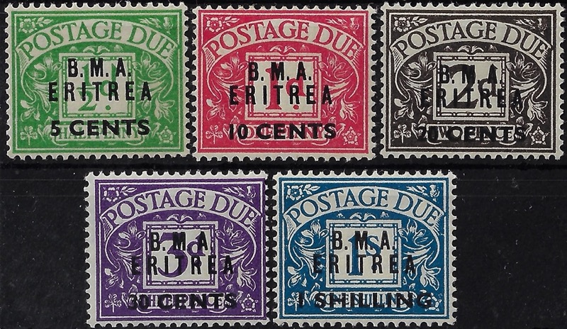 1948 Segnatasse di Gran Bretagna soprastampati B.M.A.