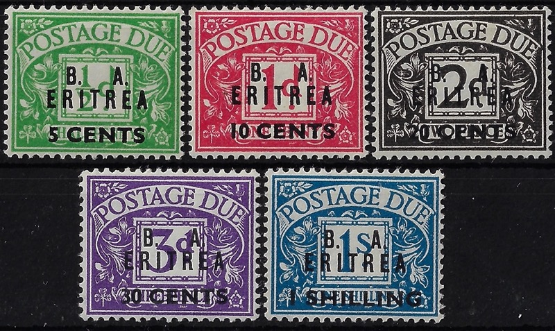1950 Segnatasse di Gran Bretagna soprastampati B.A.