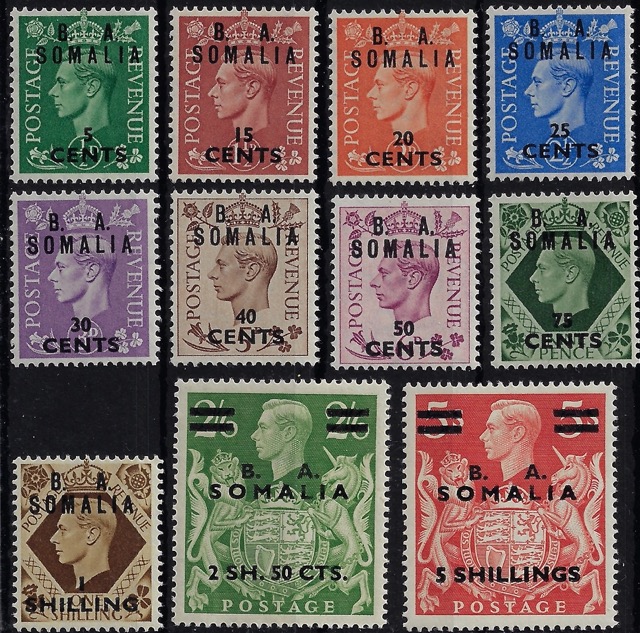 1950 Francobolli di Gran Bretagna soprastampati B.A.