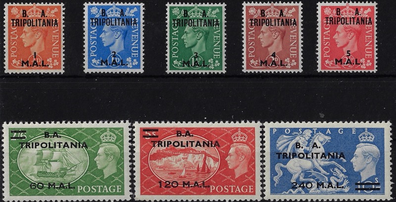1951 Francobolli di Gran Bretagna soprastampati B.A. e nuovo valore