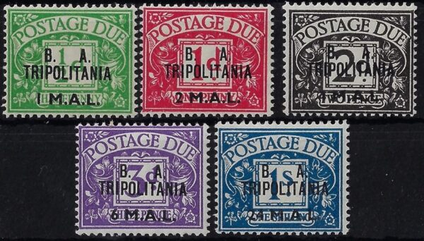 1950 Segnatasse di Gran Bretagna soprastampati B.A.