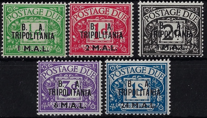 1950 Segnatasse di Gran Bretagna soprastampati B.A.
