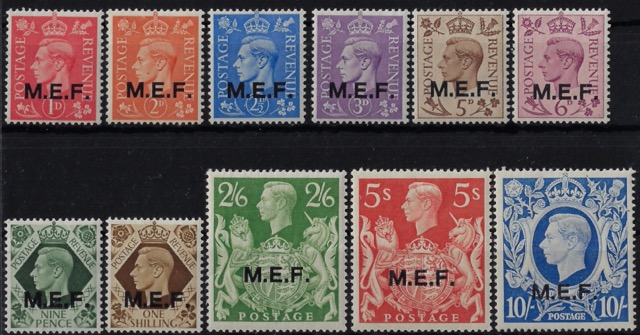 1943 Francobolli di Gran Bretagna soprastampati M.E.F.