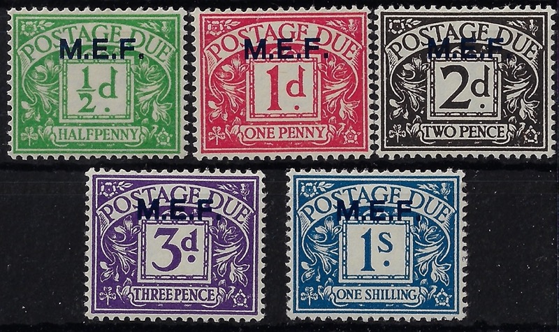 1942 Segnatasse di Gran Bretagna soprastampati M.E.F.