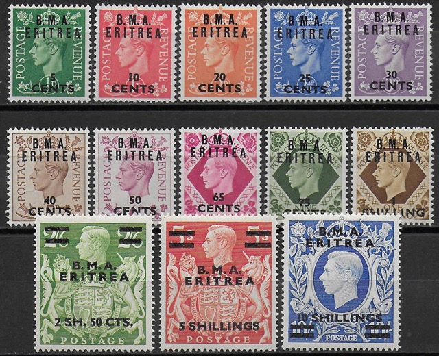 1948 Francobolli di Gran Bretagna soprastampati B.M.A.