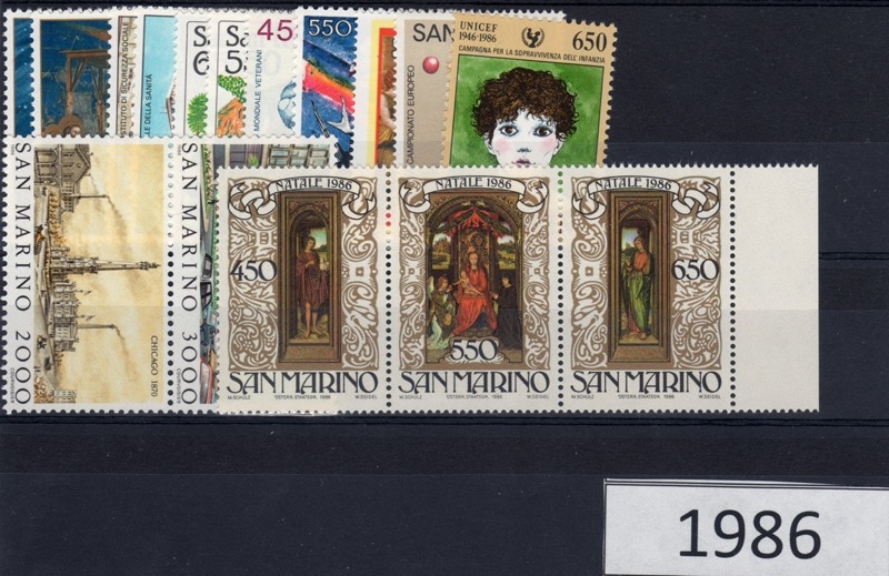1986 Annata completa senza foglietti