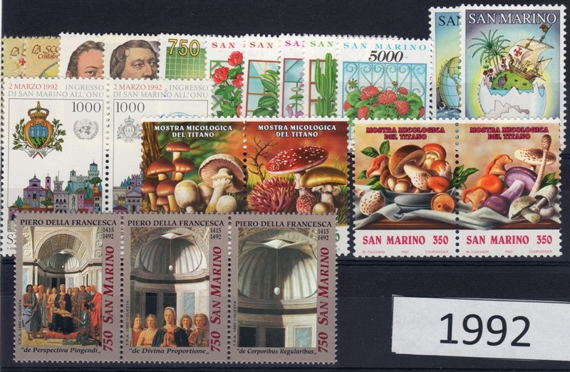 1992 Annata completa senza foglietti