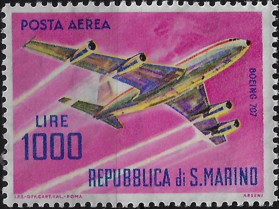 1964 posta aerea Boeing 727 - Lire 1.000