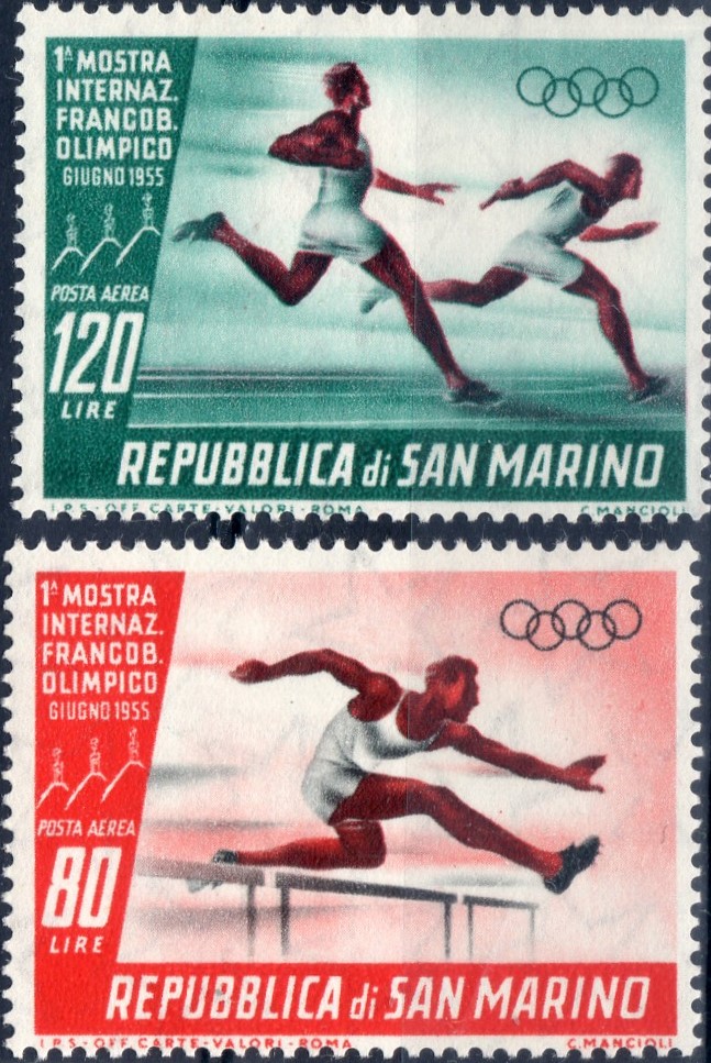 1955 posta aerea Mostra del francobollo Olimpico