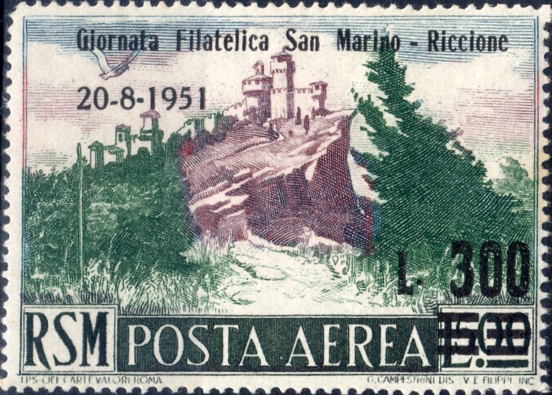 1951 posta aerea Veduta - soprastampato