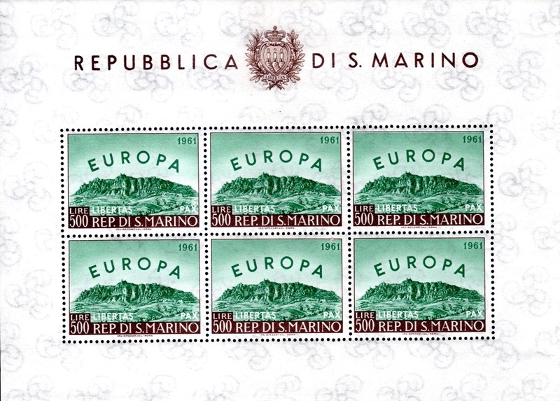 1961 Europa Lire 500 bruno e verde