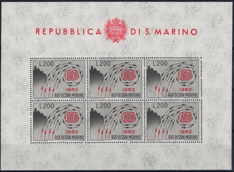 1962 Europa Lire 200 grigio e rosso
