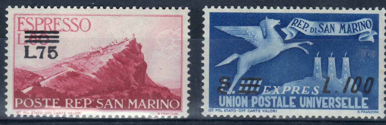 1957 Espressi Veduta e Pegaso - soprastampati