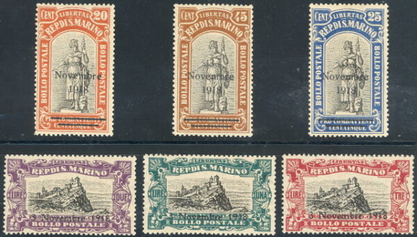 1918 Vittoria - soprastampati 3 novembre 1918