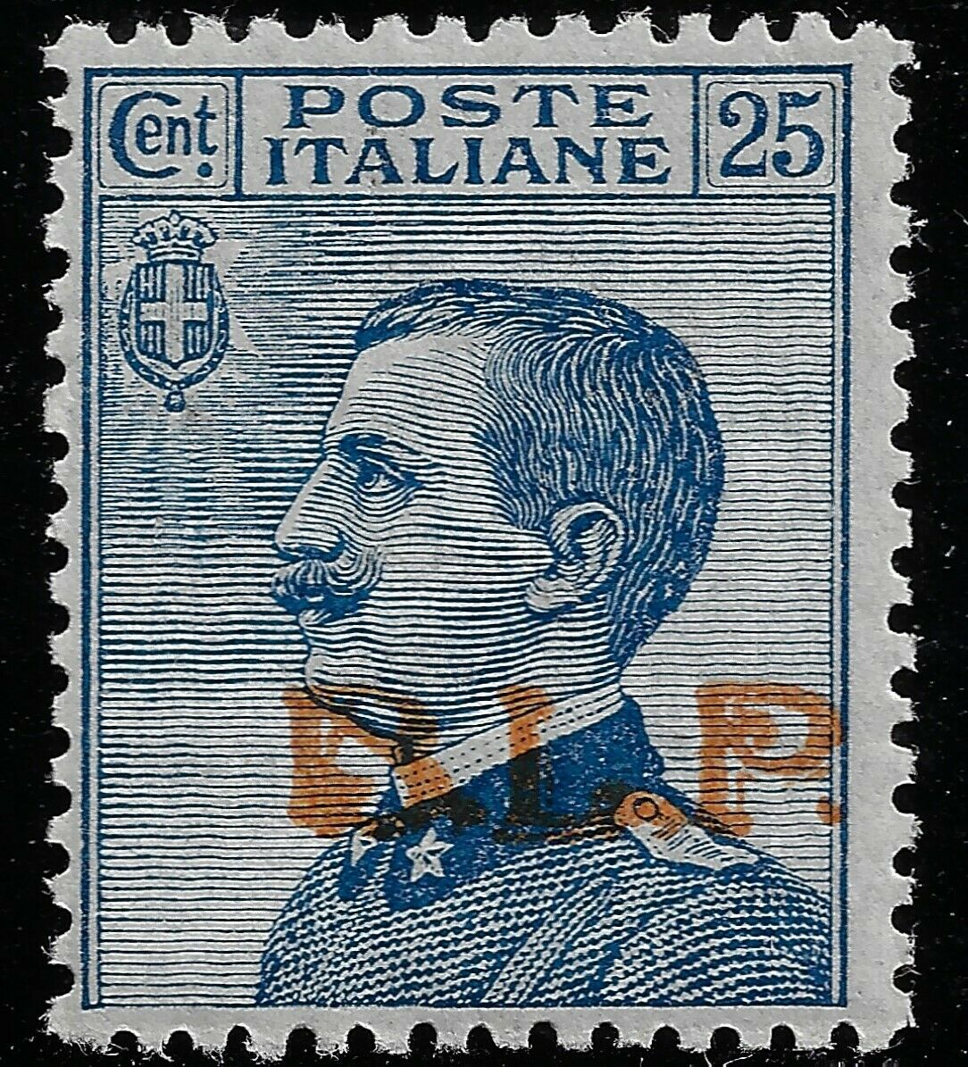 1923 B. L. P. - BLP 25 c. azzurro sopr. Arancio