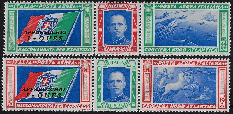 1933 Posta Aerea Coppia di Trittici serie completa