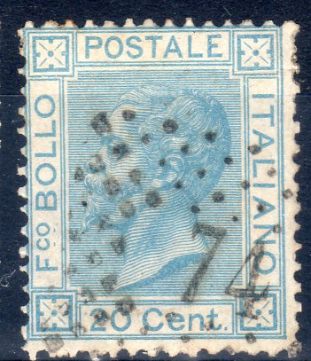1867 20 c. azzurro De La Rue