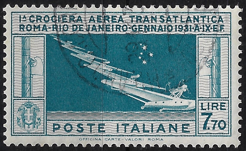 1931 Posta Aerea Crociera L. 7,70 ©