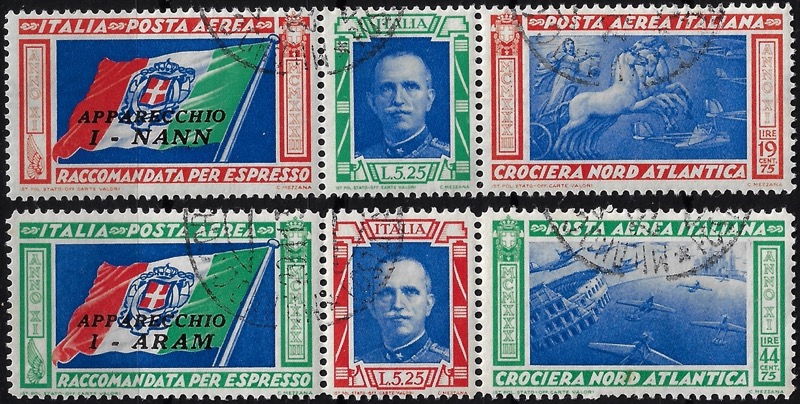 1933 Posta Aerea Coppia di Trittici serie completa