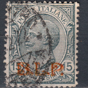 1923 B. L. P. - BLP 15 c. ardesia sopr. Arancio
