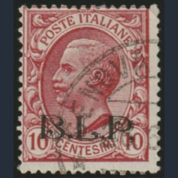 1922 B. L. P. - BLP 10 c. rosa sopr. Nera