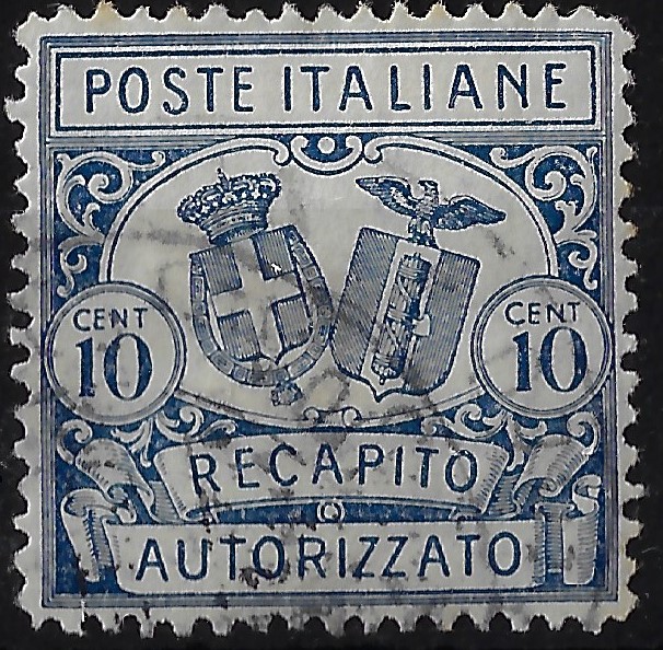 1928 10 c azzurro d. 14