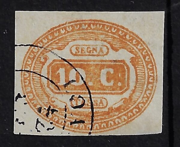 1863 Segnatasse 10c giallo