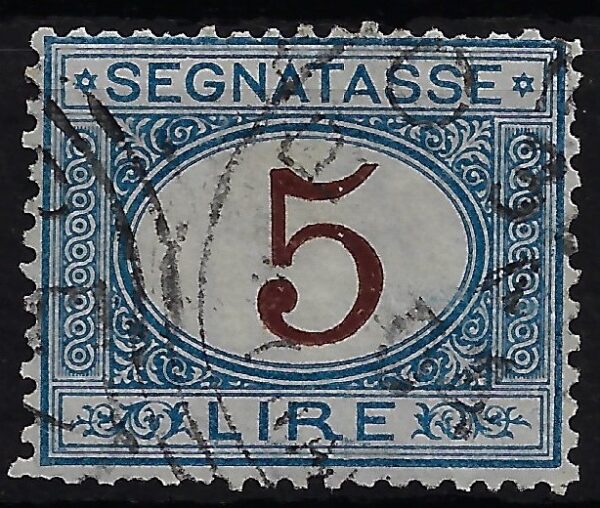 1870 Segnatasse Cifra in ovale 5 Lire