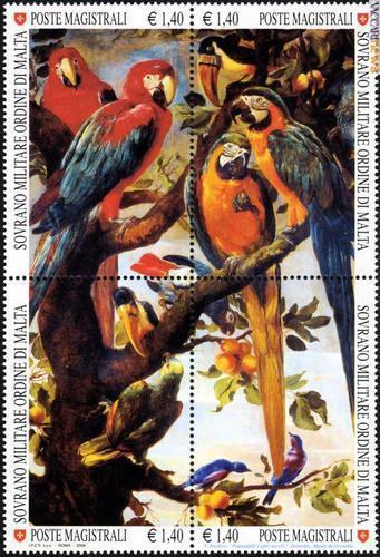 2009 Natura e arte Pappagalli e altri uccelli - blocco