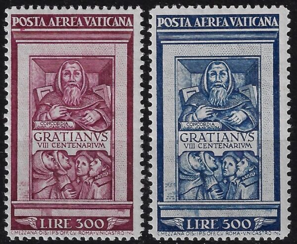 1951 Posta Aerea PIO XII Decreto del monaco Graziano