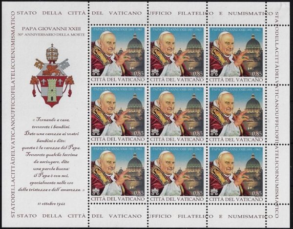 2013 Certificato Filatelico con scritta Franciscum pont. Max