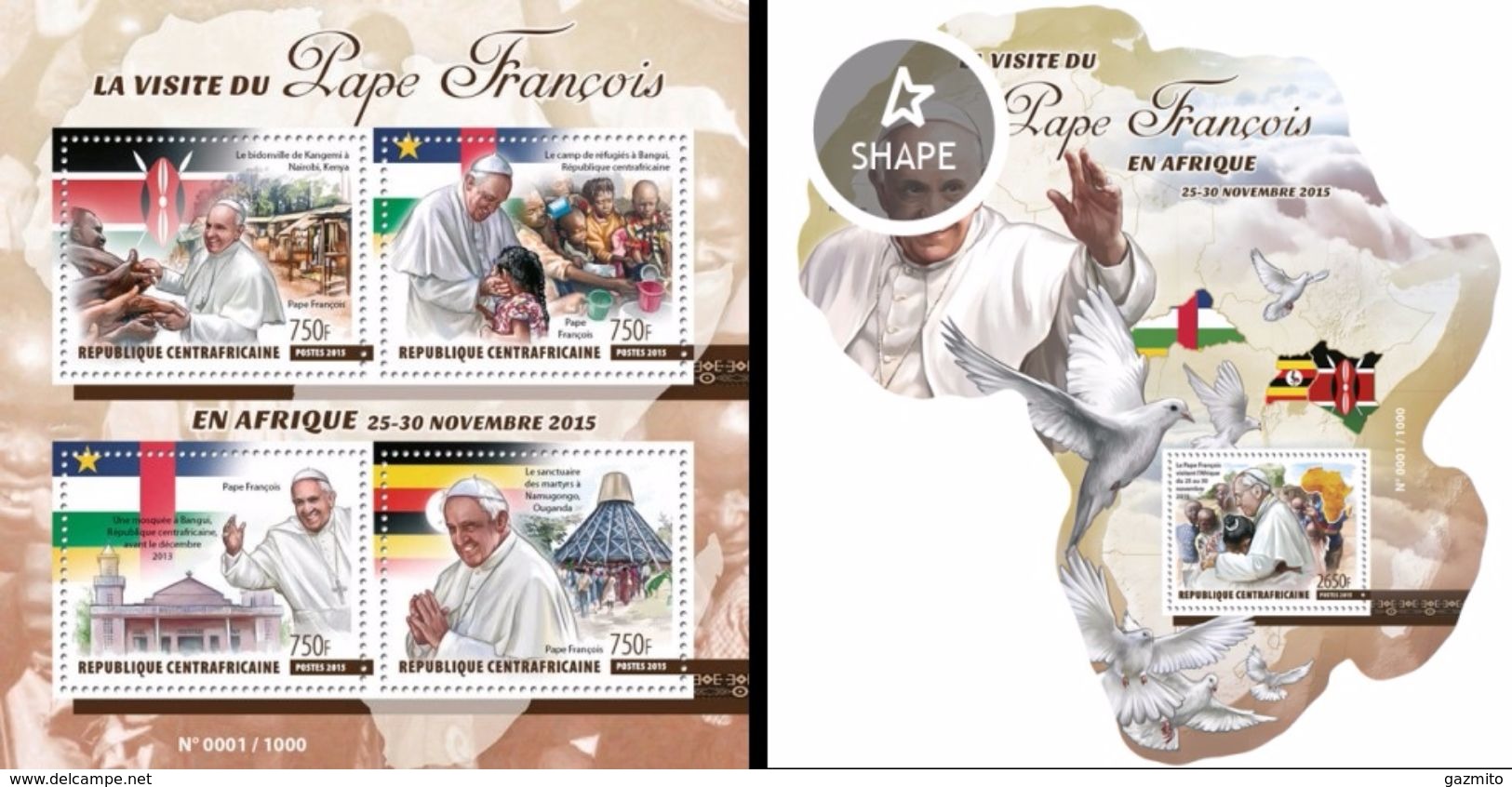 2015 Repubblica Centraficana Foglietto viaggio del papa