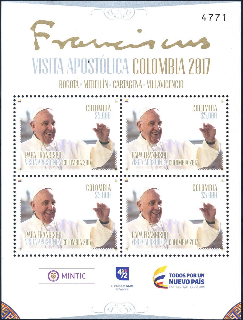 2017 Colombia minifoglio viaggio del papa