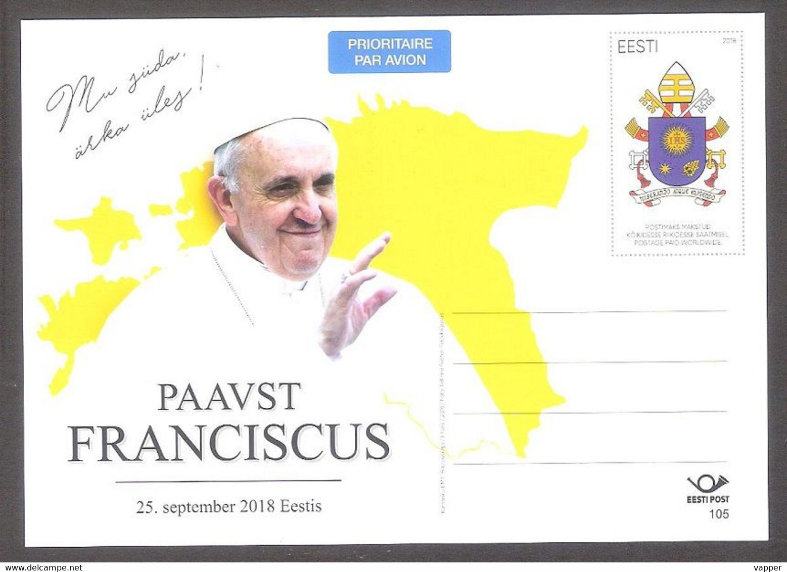 2018 Estonia intero postale viaggi del papa
