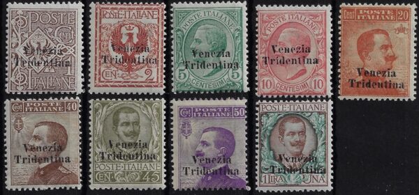 1918 francobolli d'Italia soprastampata