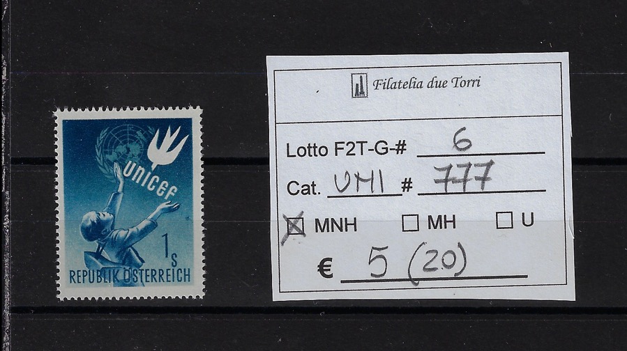 1949 In onore dell'UNICEF francobollo singolo Unif 777