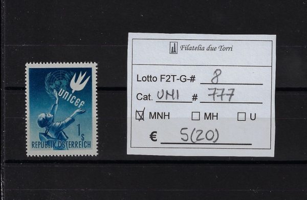 1949 In onore dell'UNICEF francobollo singolo Unif 777